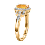 9K Yellow Gold AAAA Chanthaburi Yellow Sapphire & White Diamond Halo Ring 1.40 Ct
