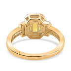 9K Yellow Gold AAAA Chanthaburi Yellow Sapphire & White Diamond Halo Ring 1.40 Ct