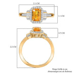 9K Yellow Gold AAAA Chanthaburi Yellow Sapphire & White Diamond Halo Ring 1.40 Ct