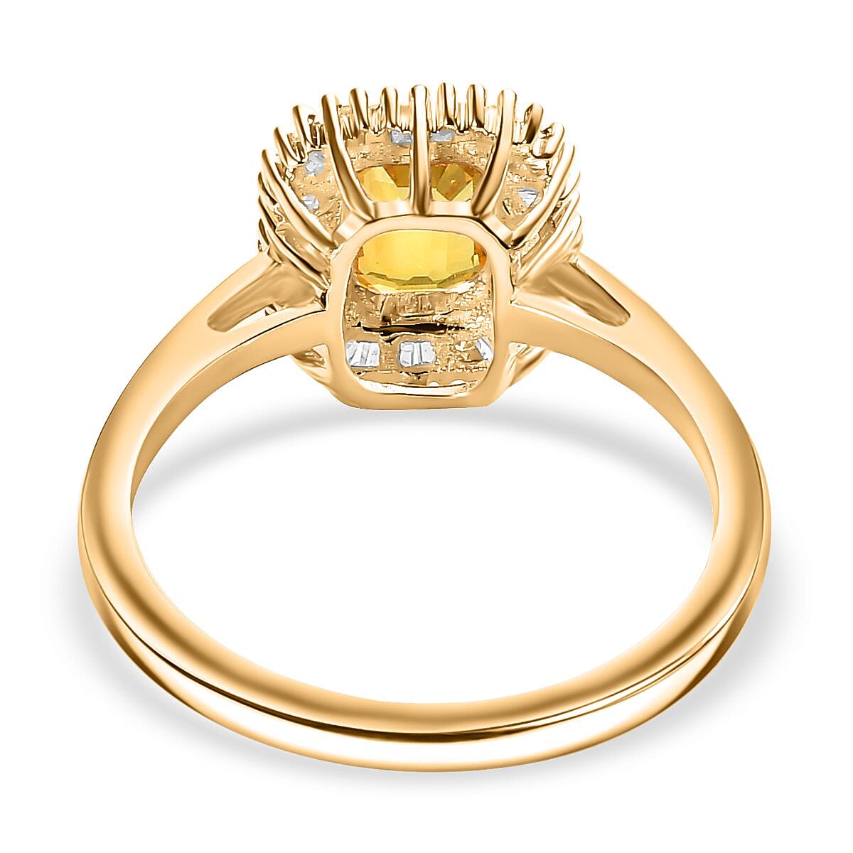9K Yellow Gold AAAA Yellow Sapphire, White Diamond Halo Ring 7806357 5