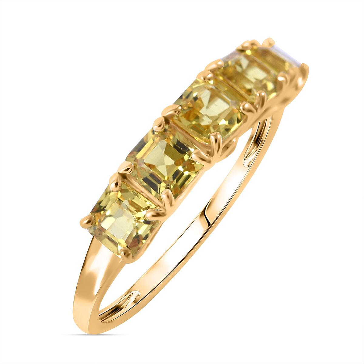 9K Yellow Gold Chanthaburi Yellow Sapphire (Asscher Cut) and White Diamond 5-Stone Ring 2.35 Ct. 7826777 3