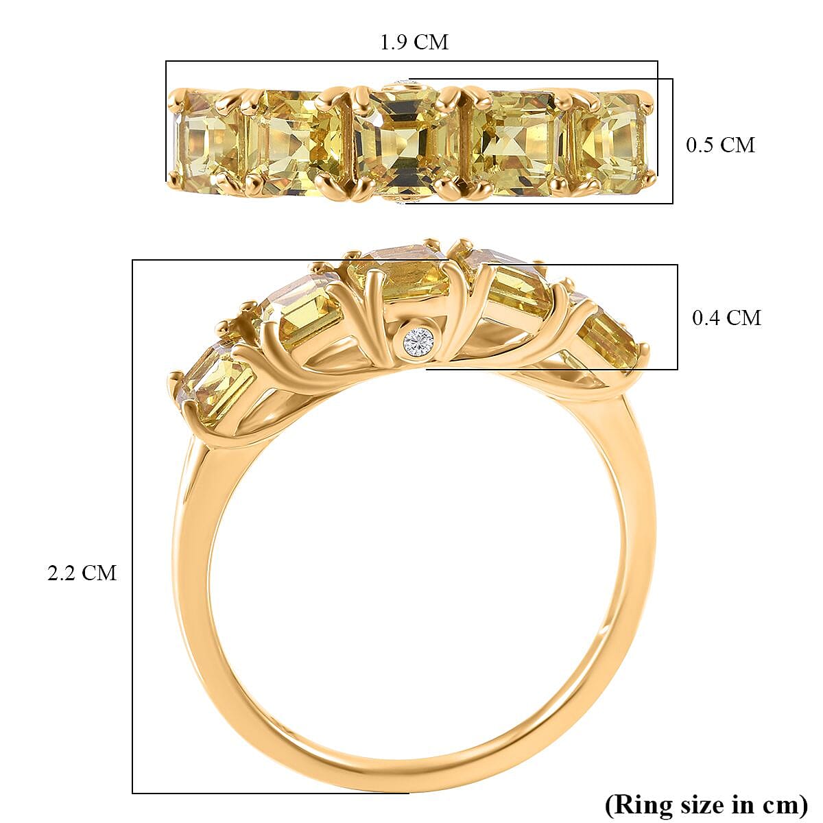 9K Yellow Gold Chanthaburi Yellow Sapphire (Asscher Cut) and White Diamond 5-Stone Ring 2.35 Ct. 7826777 4