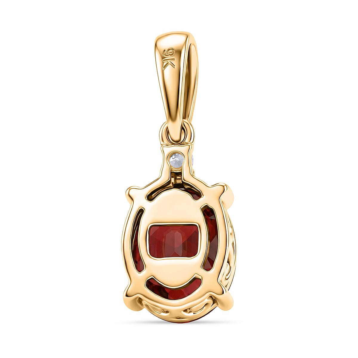9K Yellow Gold AAAA Cherry Fire Opal &amp; SI-G-H Lab Grown Diamond Solitaire Pendant 1.27 Ct 8324553 5
