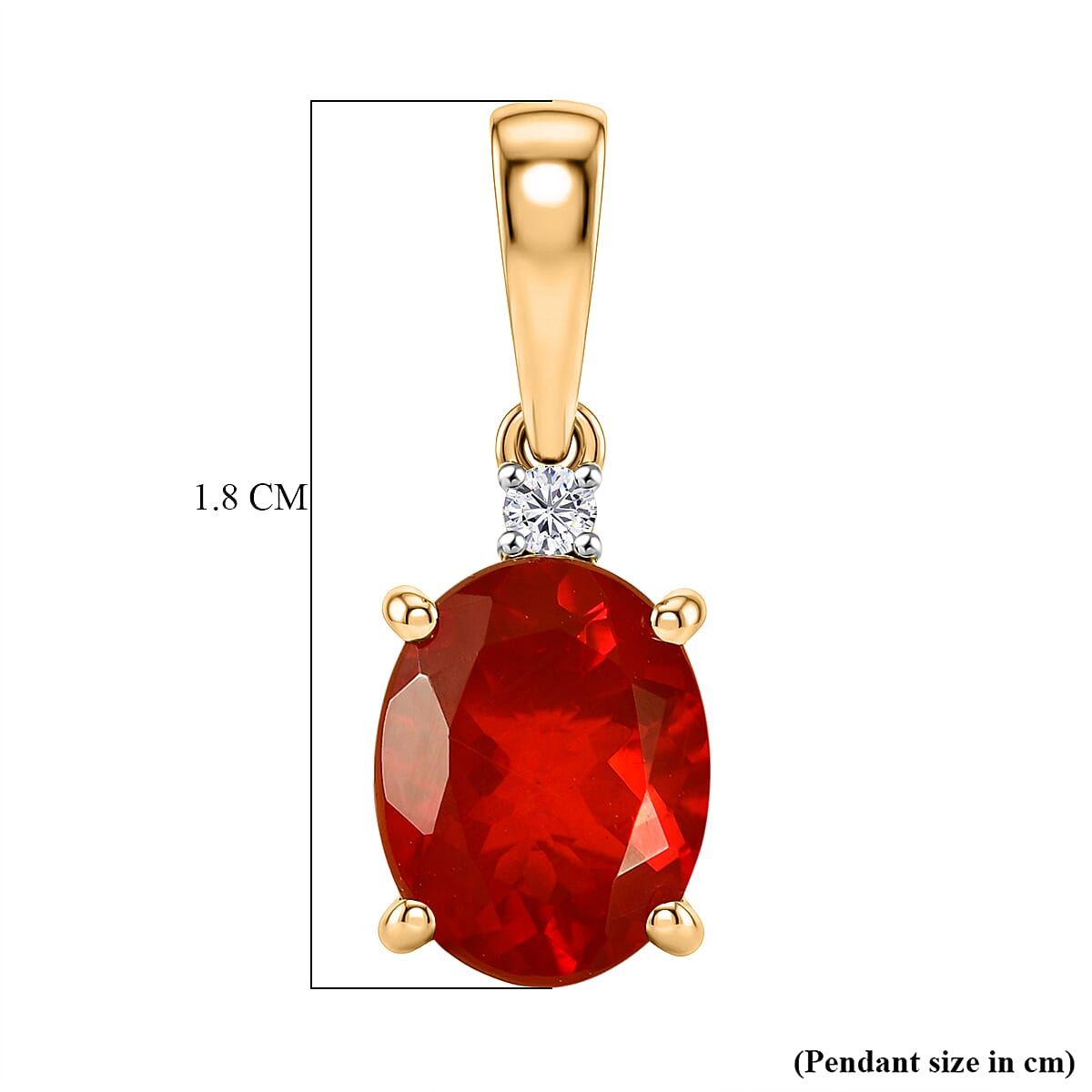 9K Yellow Gold AAAA Cherry Fire Opal &amp; SI-G-H Lab Grown Diamond Solitaire Pendant 1.27 Ct 8324553 6