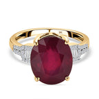 9K Yellow Gold African Ruby & Diamond Ring 8.13 Ct.