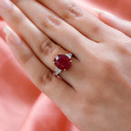 9K Yellow Gold African Ruby & Diamond Ring 8.13 Ct.