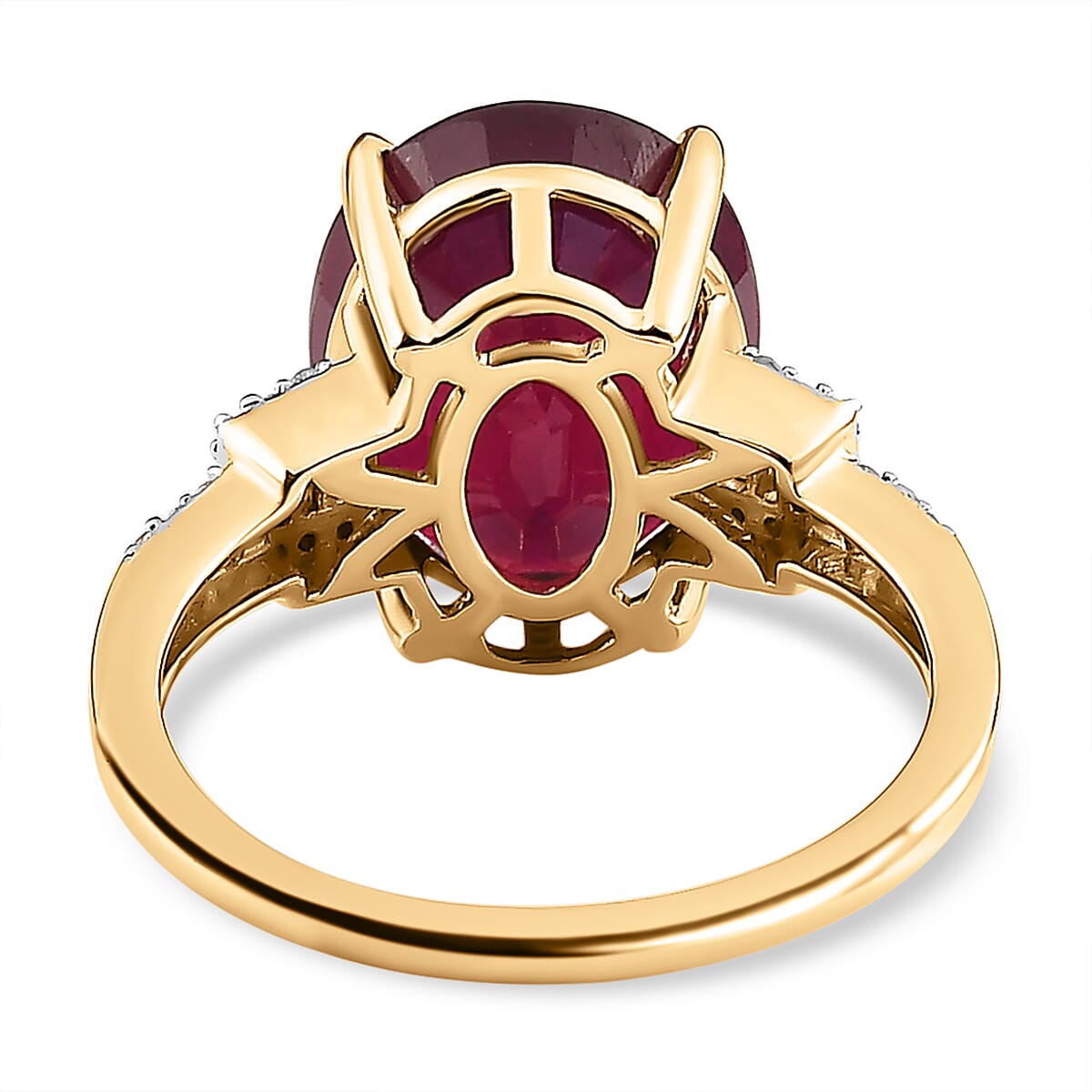 8.13 Ct African Ruby and Diamond Classic Ring in 9K Yellow Gold 7538740 4