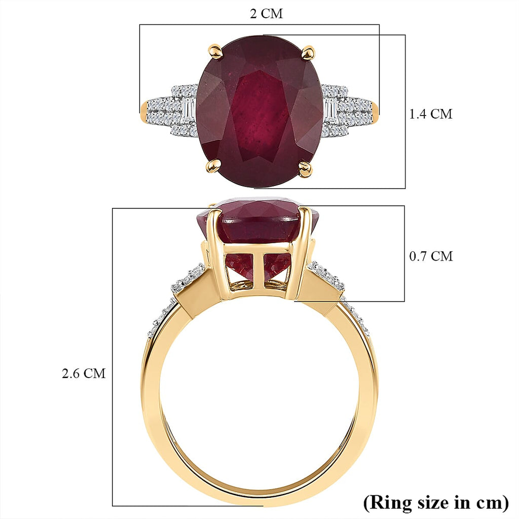 9K Yellow Gold African Ruby & Diamond Ring 8.13 Ct.