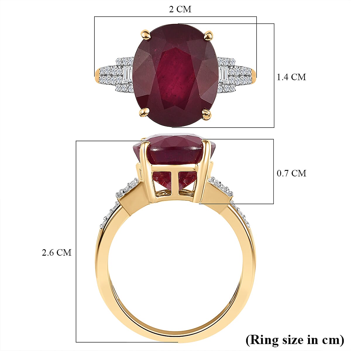 8.13 Ct African Ruby and Diamond Classic Ring in 9K Yellow Gold 7538740 5