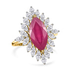 9K Yellow Gold African Ruby & Moissanite Halo Ring 5.33 Ct.