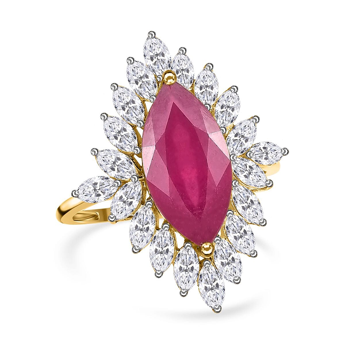 9K Yellow Gold African Ruby &amp; Moissanite Halo Ring 5.33 Ct. 7547984 0