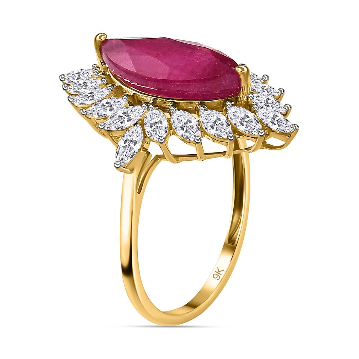9K Yellow Gold African Ruby &amp; Moissanite Halo Ring 5.33 Ct. 7547984 3