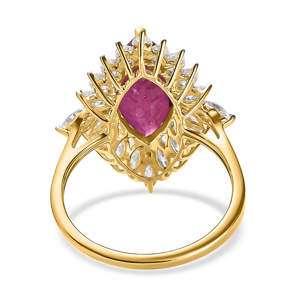 9K Yellow Gold African Ruby &amp; Moissanite Halo Ring 5.33 Ct. 7547984 4