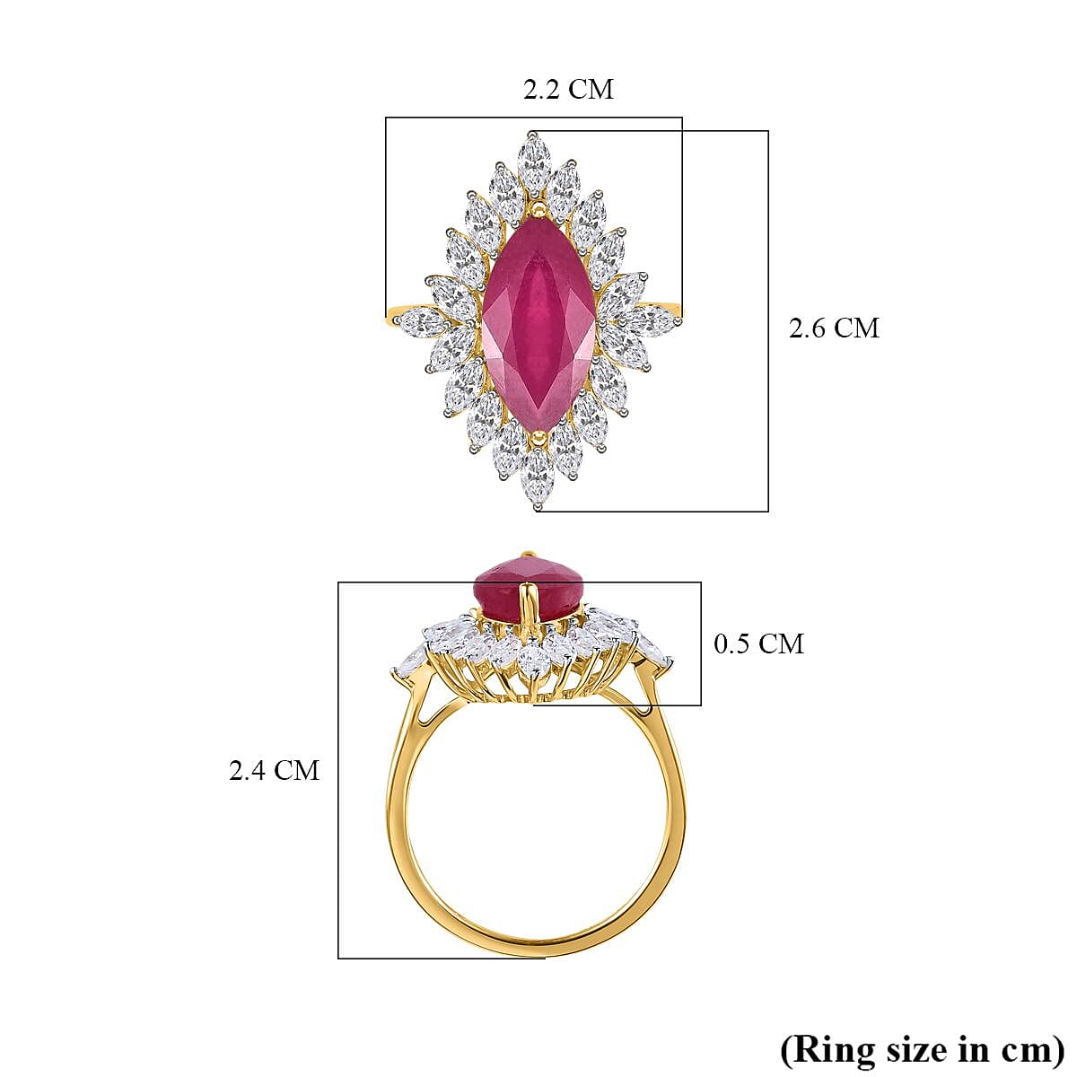 9K Yellow Gold African Ruby &amp; Moissanite Halo Ring 5.33 Ct. 7547984 5