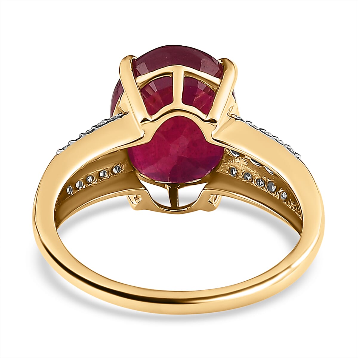 5.43 Ct African Ruby and Moissanite Solitiare Ring in 9K Yellow Gold 7508494 4