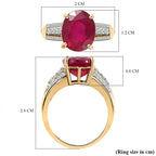 9K Yellow Gold African Ruby & Moissanite Ring 5.43 Ct.