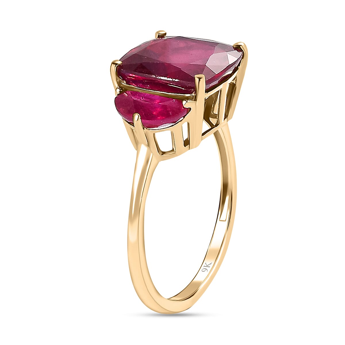 Exclusive Edition 8.28 Ct AA African Ruby Trilogy Ring in 9K Yellow Gold 7551044 3