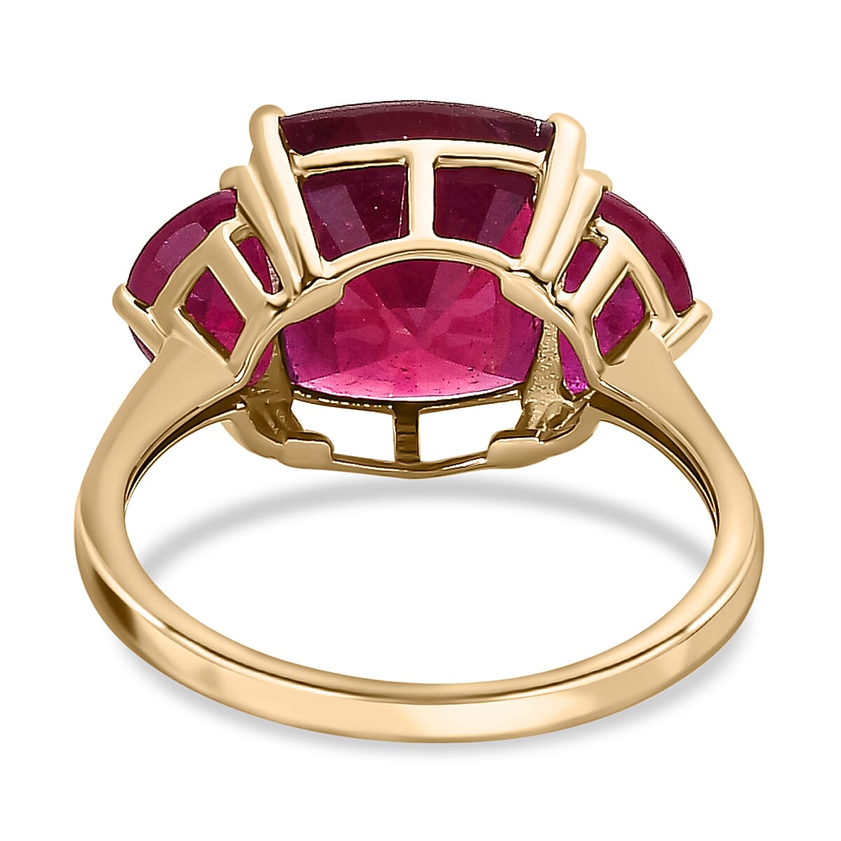 Exclusive Edition 8.28 Ct AA African Ruby Trilogy Ring in 9K Yellow Gold 7551044 4
