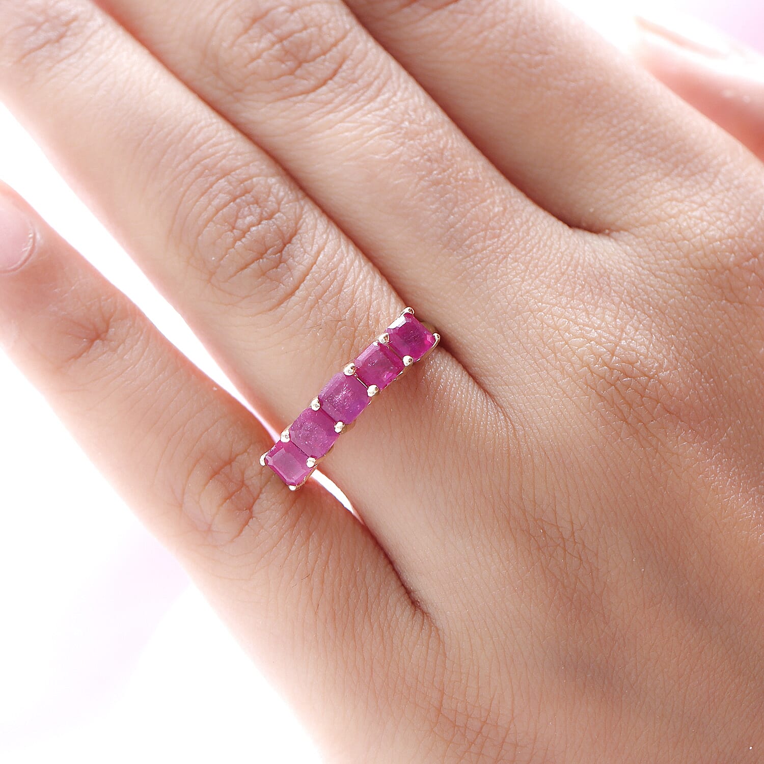 9K Yellow Gold African Ruby 5 Stone Ring 2.350 Ct. 8729023 2