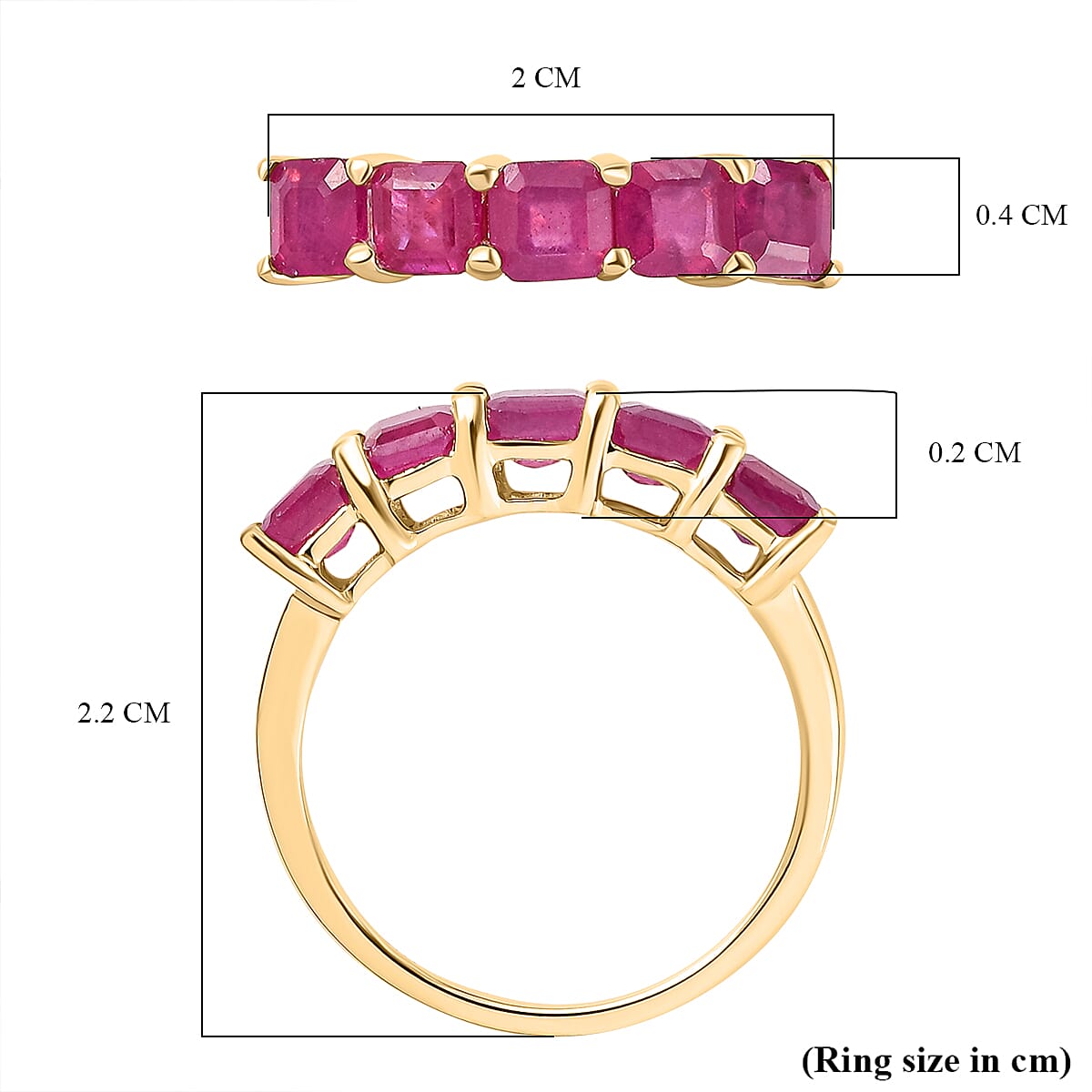 9K Yellow Gold African Ruby 5 Stone Ring 2.350 Ct. 8729023 5