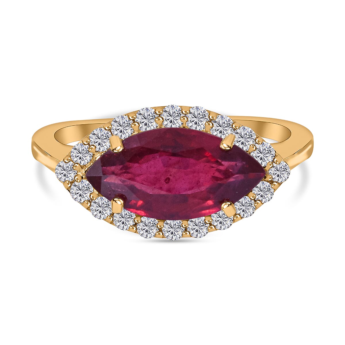 9K Yellow Gold African Ruby and Natural Zircon Halo Ring 2.93 Ct. 7570879 0
