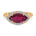 9K Yellow Gold African Ruby and Natural Zircon Ring 2.93 Ct.