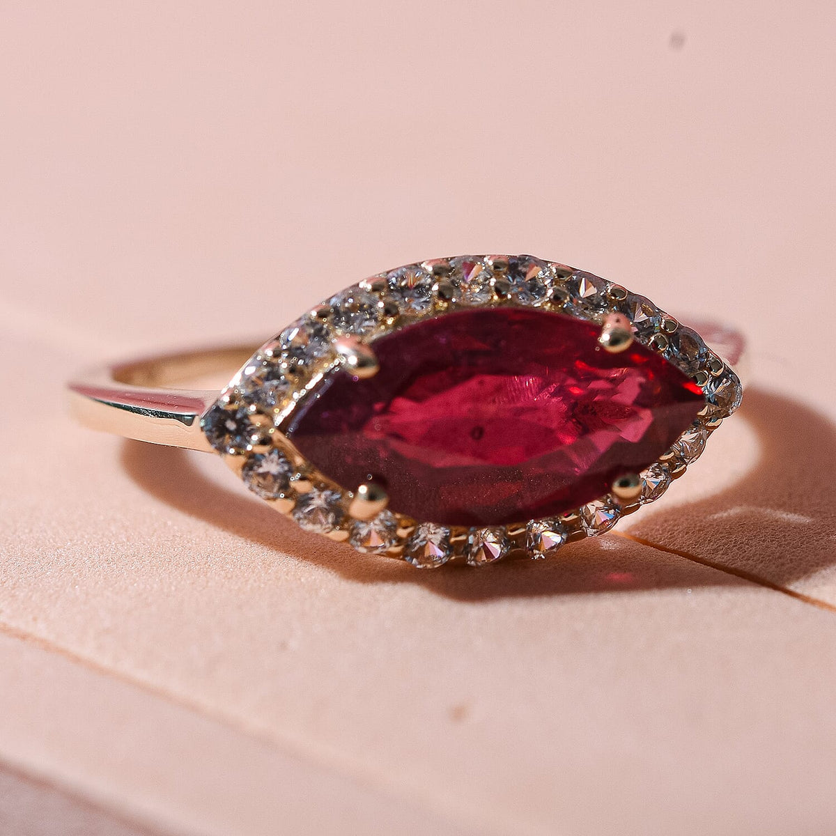 9K Yellow Gold African Ruby and Natural Zircon Halo Ring 2.93 Ct. 7570879 1