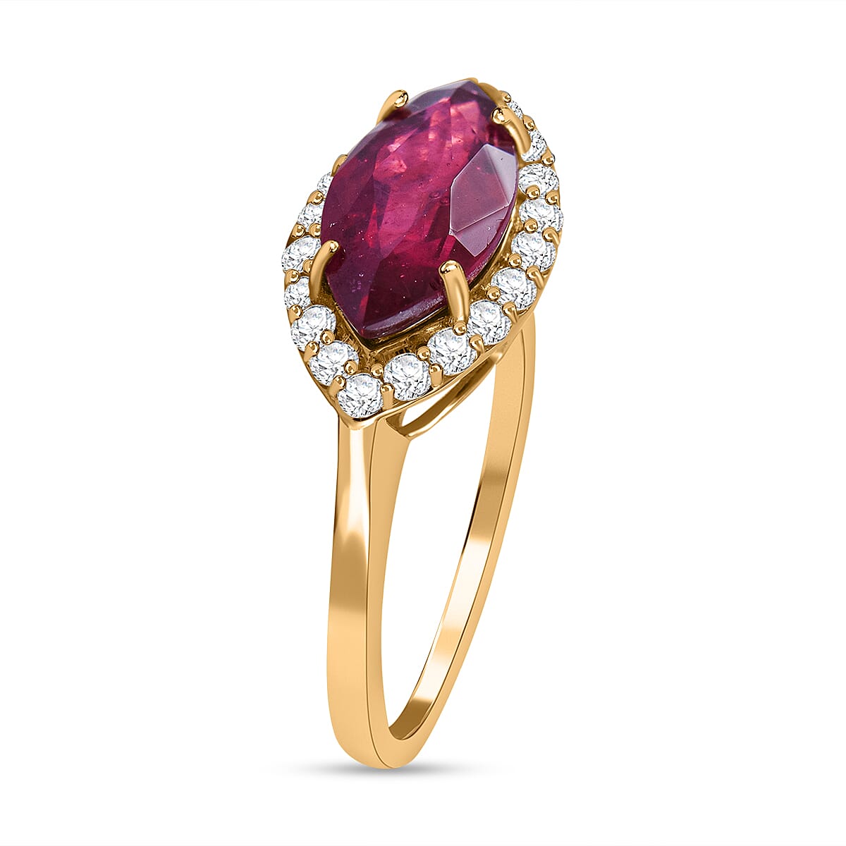 9K Yellow Gold African Ruby and Natural Zircon Halo Ring 2.93 Ct. 7570879 3