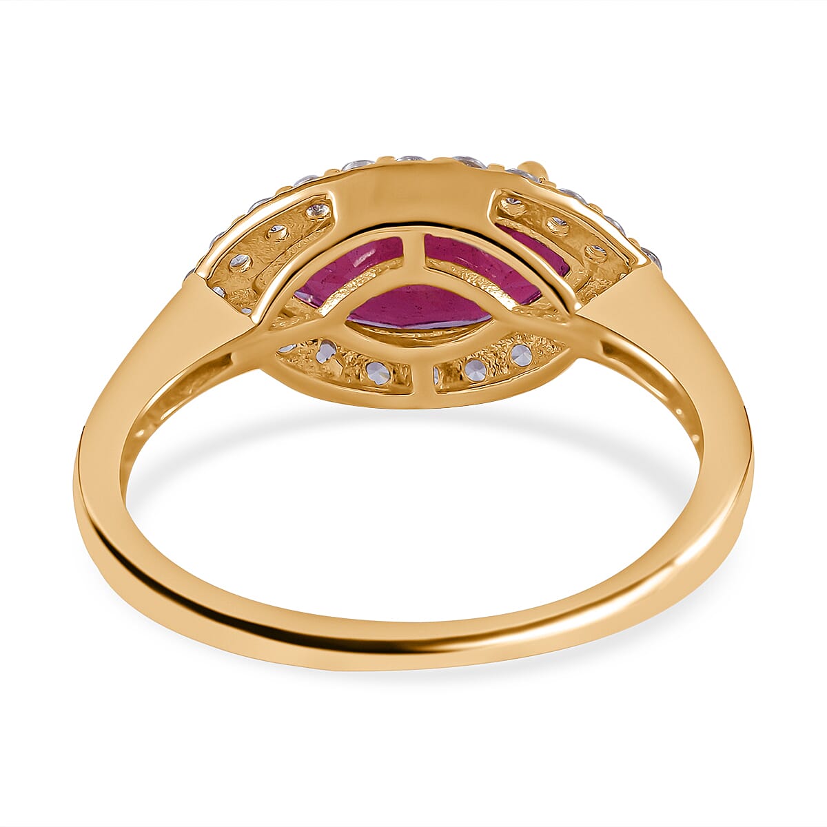 9K Yellow Gold African Ruby and Natural Zircon Halo Ring 2.93 Ct. 7570879 4