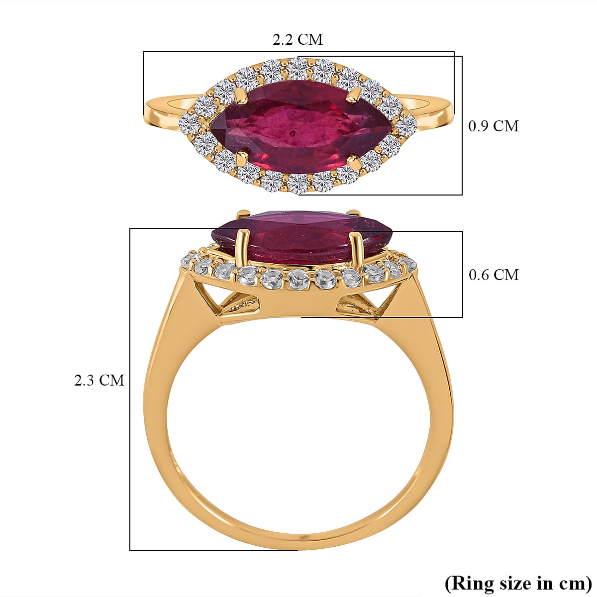9K Yellow Gold African Ruby and Natural Zircon Halo Ring 2.93 Ct. 7570879 5