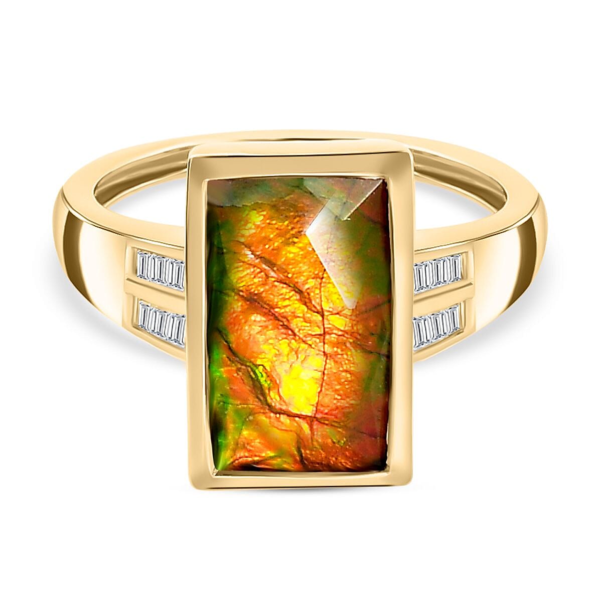 9K Yellow Gold Ammolite and Diamond Ring 2.92 Ct. 7126553 0