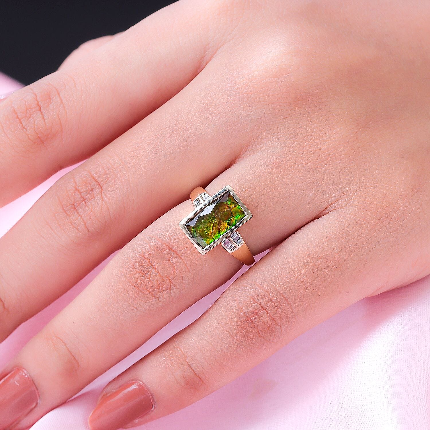 9K Yellow Gold Ammolite and Diamond Ring 2.92 Ct. 7126553 2