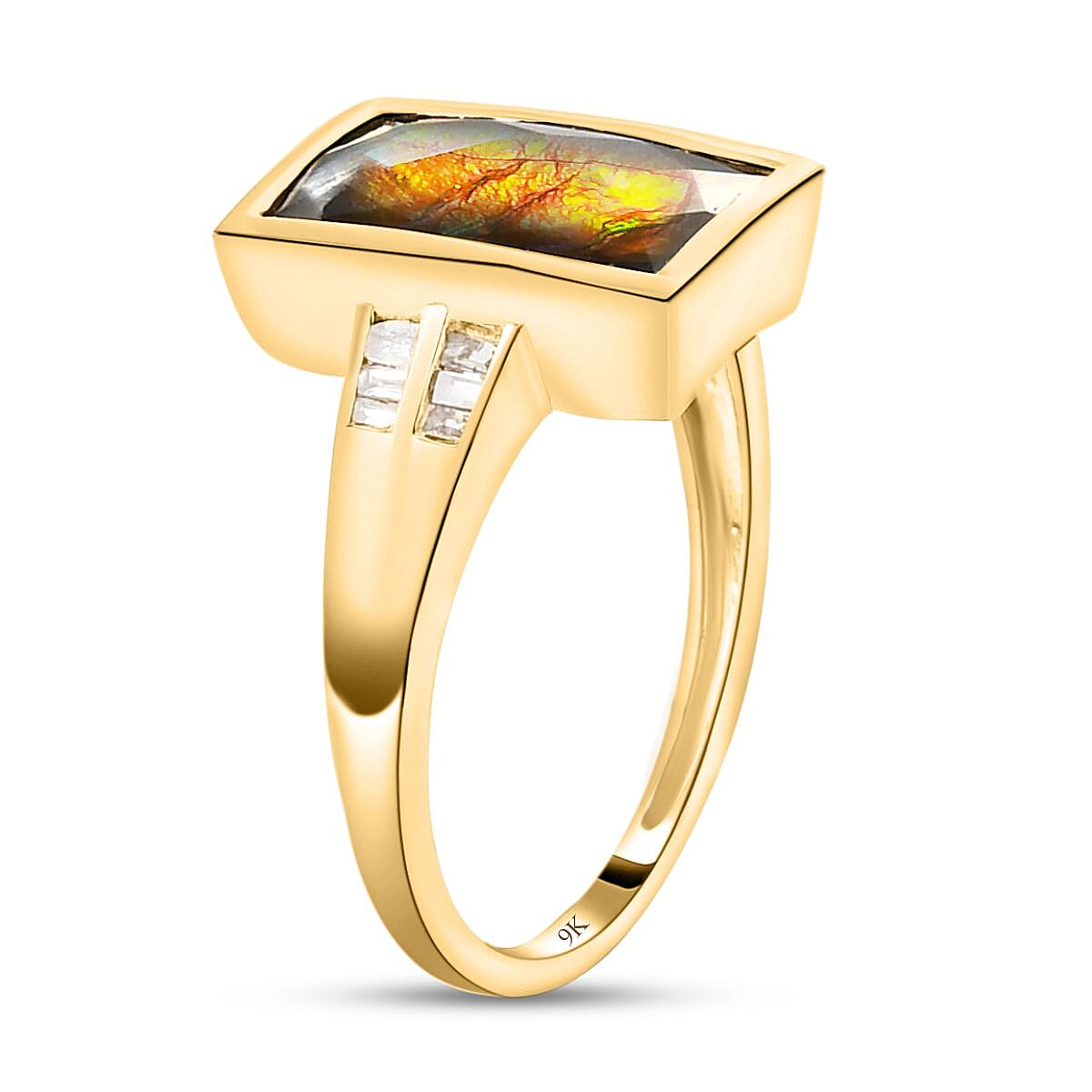 9K Yellow Gold Ammolite and Diamond Ring 2.92 Ct. 7126553 3