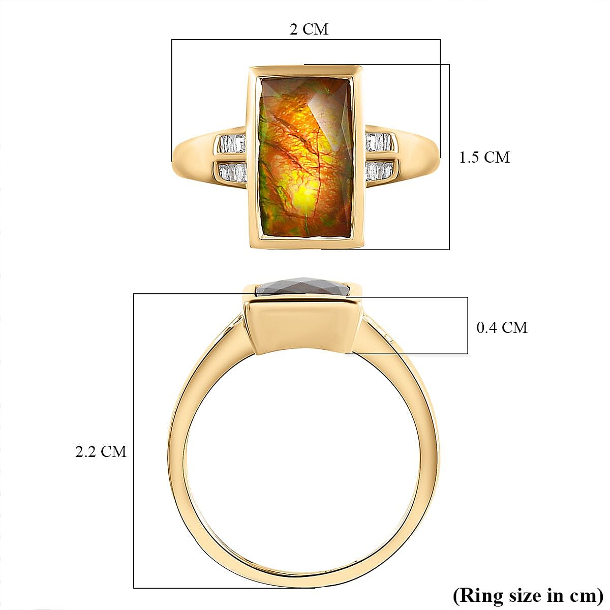 9K Yellow Gold Ammolite and Diamond Ring 2.92 Ct. 7126553 5