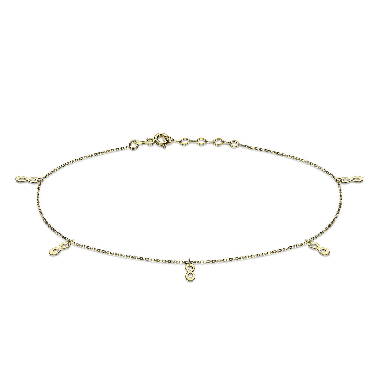 9K Yellow Gold 3mm x 8mm Figure 8 Adjustable Anklet 9 Inch to 10 Inch 7328230 0