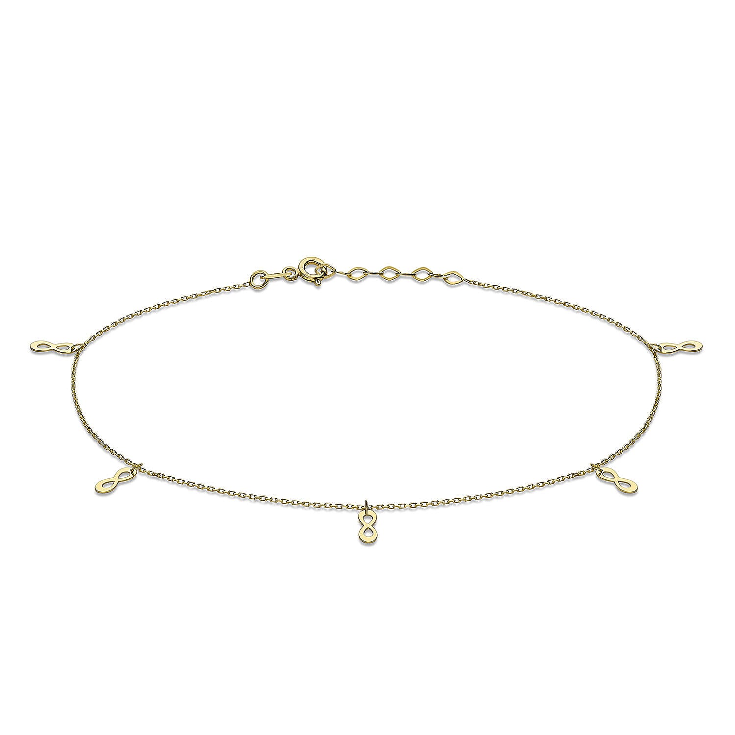 9K Yellow Gold 3mm x 8mm Figure 8 Adjustable Anklet 9 Inch to 10 Inch 7328230 0