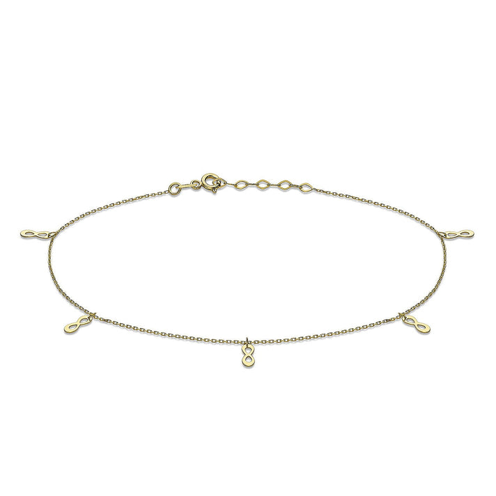 9K Yellow Gold 3mm x 8mm Figure 8 Adjustable Anklet 9 Inch to 10 Inch 7328230 1