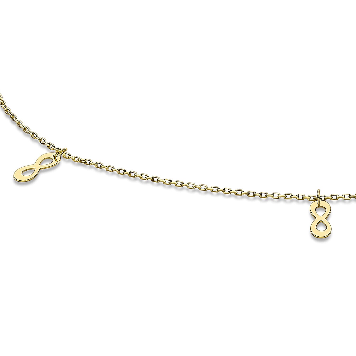 9K Yellow Gold 3mm x 8mm Figure 8 Adjustable Anklet 9 Inch to 10 Inch 7328230 1