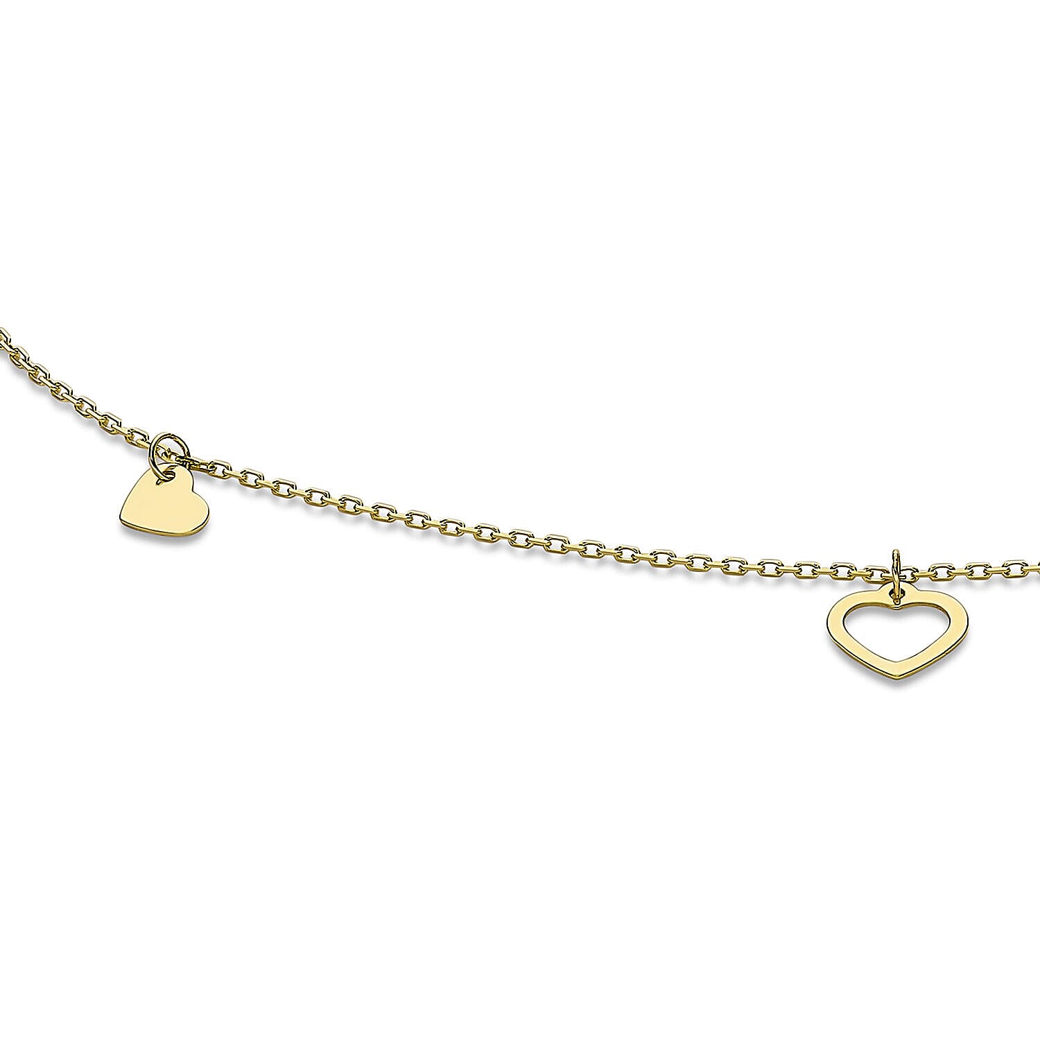 9K Yellow Gold 5mm x 4mm Open and Closed Heart Adjustable Anklet 9 Inch to 10 Inch 7328320 1