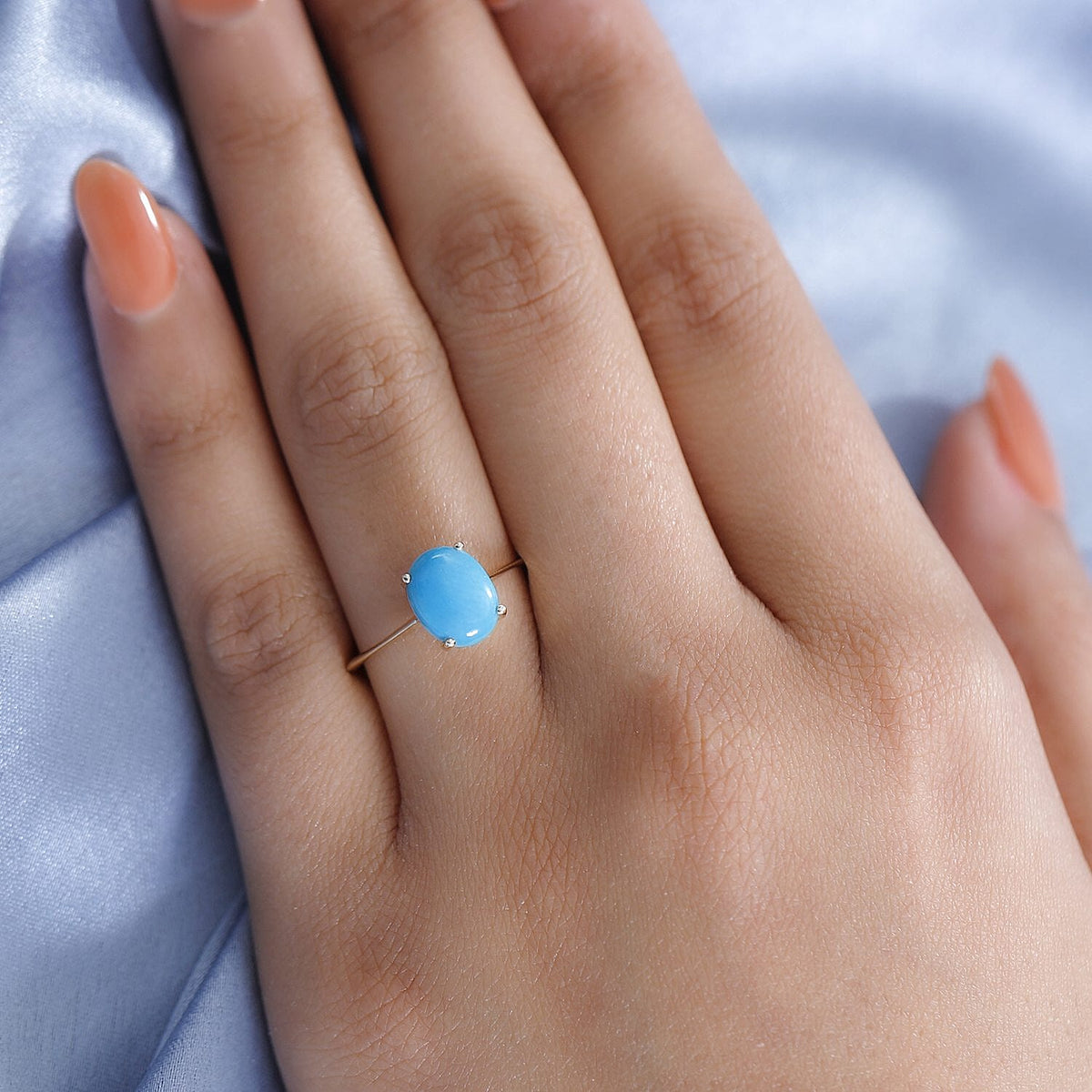 9K Yellow Gold Arizona Sleeping Beauty Turquoise Solitaire Ring 1.88 Ct. 7385691 5
