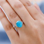 9K Yellow Gold Arizona Sleeping Beauty Turquoise and Diamond  Ring 3.57 Ct