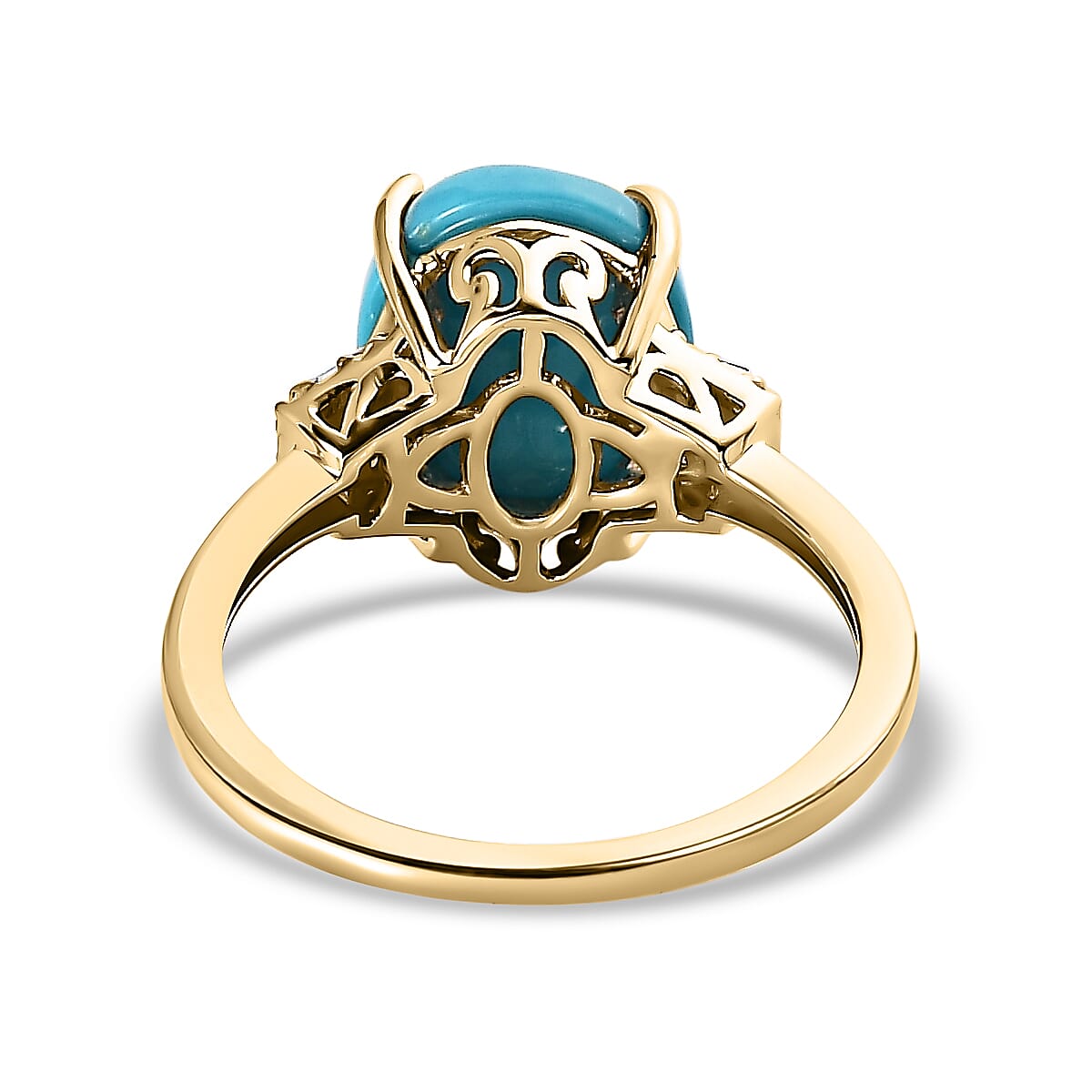 9K Yellow Gold Arizona Sleeping Beauty Turquoise and Diamond  Ring 3.57 Ct 7557735 4