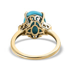 9K Yellow Gold Arizona Sleeping Beauty Turquoise and Diamond  Ring 3.57 Ct