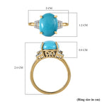 9K Yellow Gold Arizona Sleeping Beauty Turquoise and Diamond  Ring 3.57 Ct
