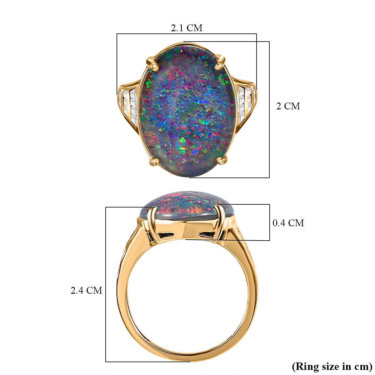 9K Yellow Gold Australian Boulder Opal (OV18X13) and Natural Zircon Ring 7.00 Ct. 7510801 12