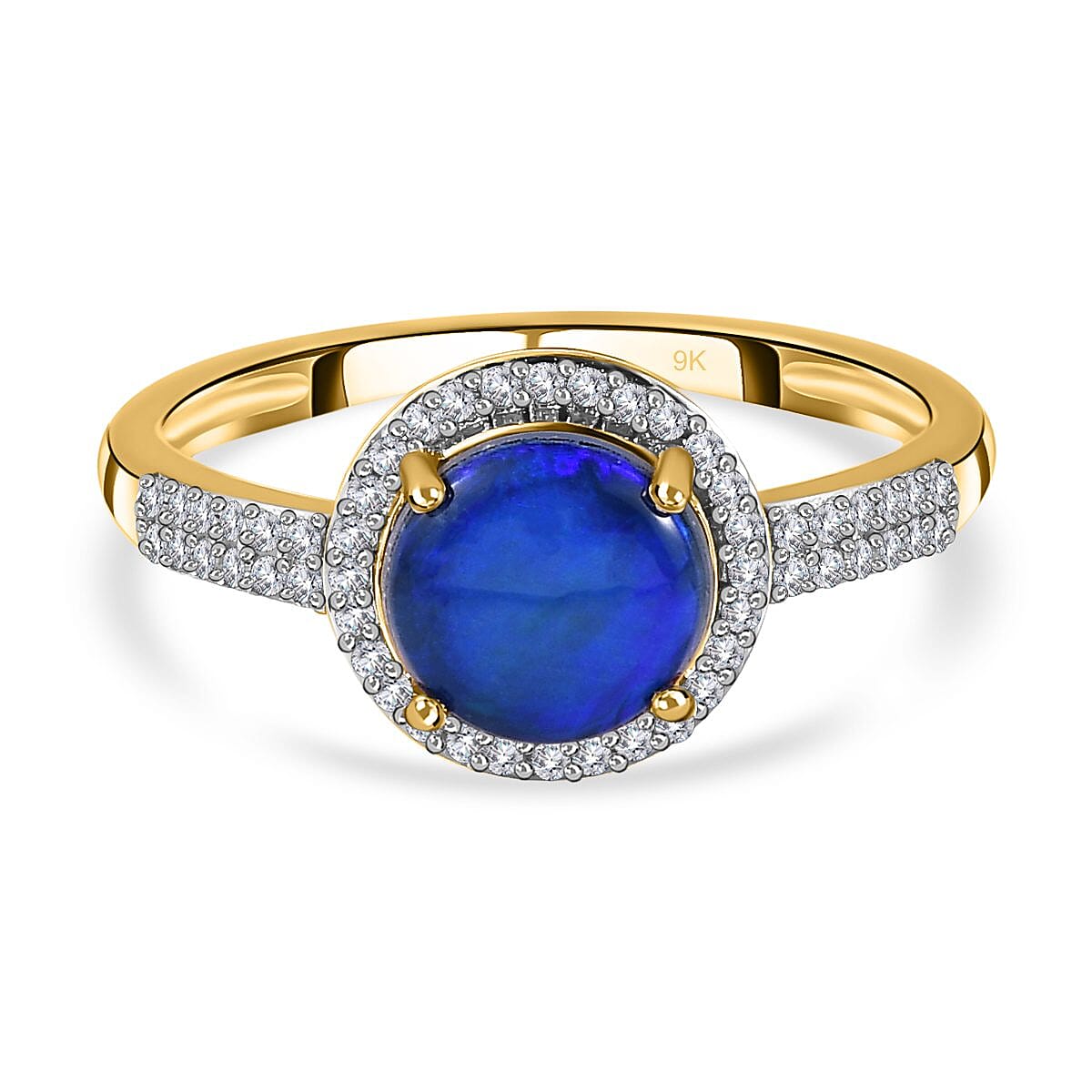 9K Yellow Gold Australian Lightning Ridge Blue Opal and Diamond Ring 7251722 0