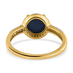 9K Yellow Gold Australian Lightning Ridge Blue Opal and Diamond Ring