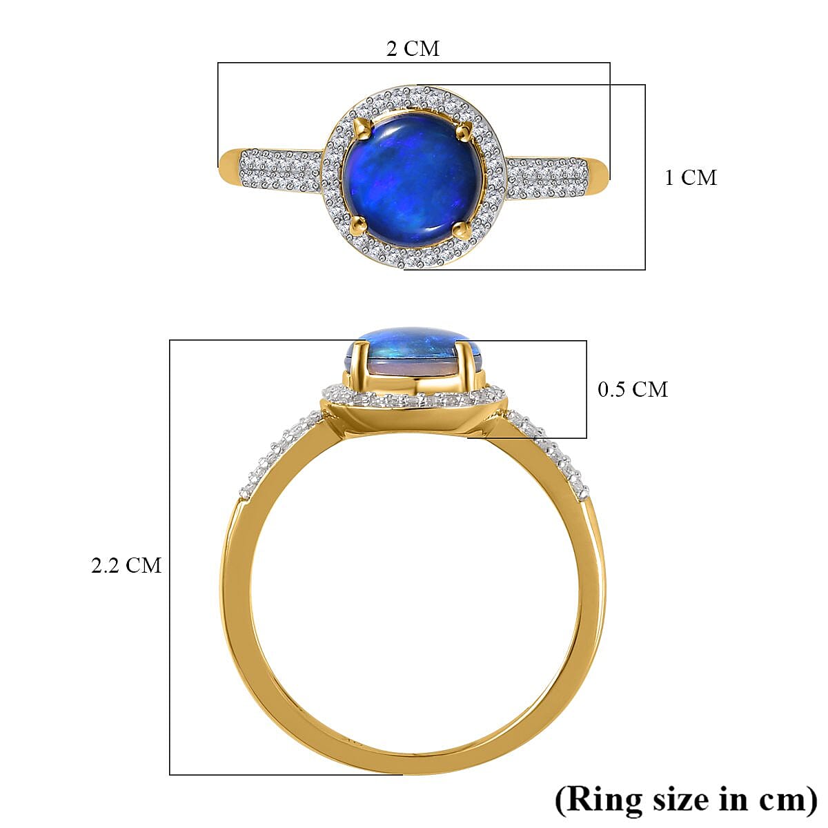 9K Yellow Gold Australian Lightning Ridge Blue Opal and Diamond Ring 7251722 6