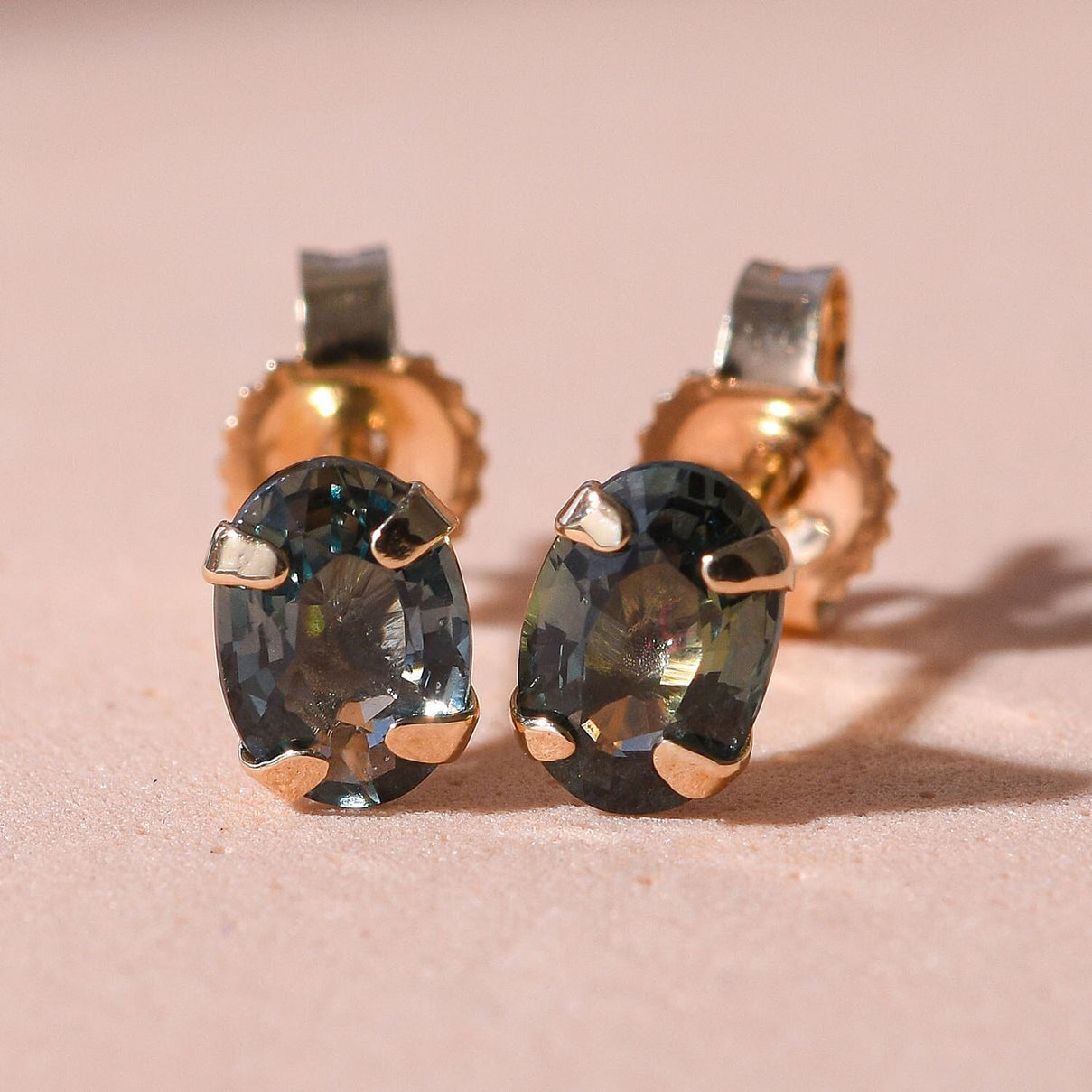 9K Yellow Gold Australian Sapphire Earrings 1.04 Ct. 7526818 1