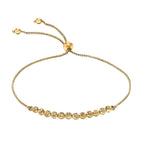 9K Yellow Gold Ball and Chain Adjustable Bracelet Maximum 9 Inch, 1.8 grams